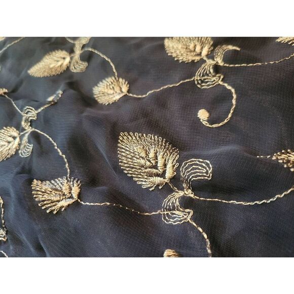 Vintage Express Skirt Women's Large Navy Blue Embroidered Leaves Fairy Witchy - Picture 5 of 7